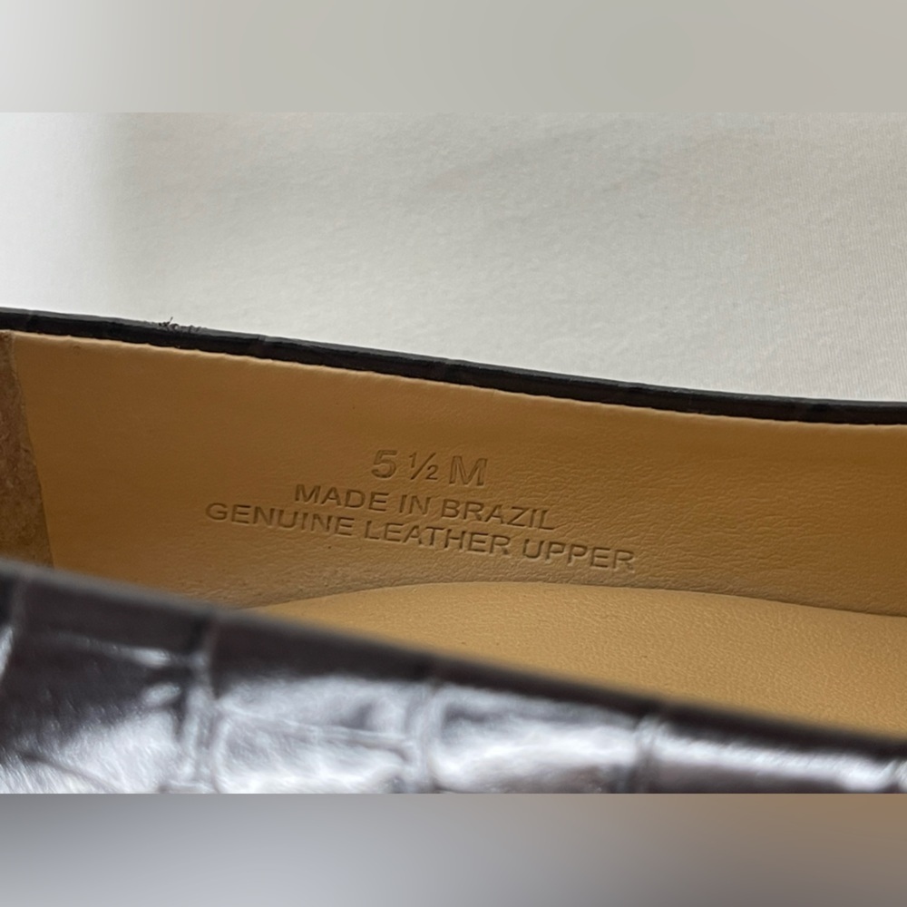 Talbot Brown Croc Pointed Toe Block Heel Pump Siz… - image 5